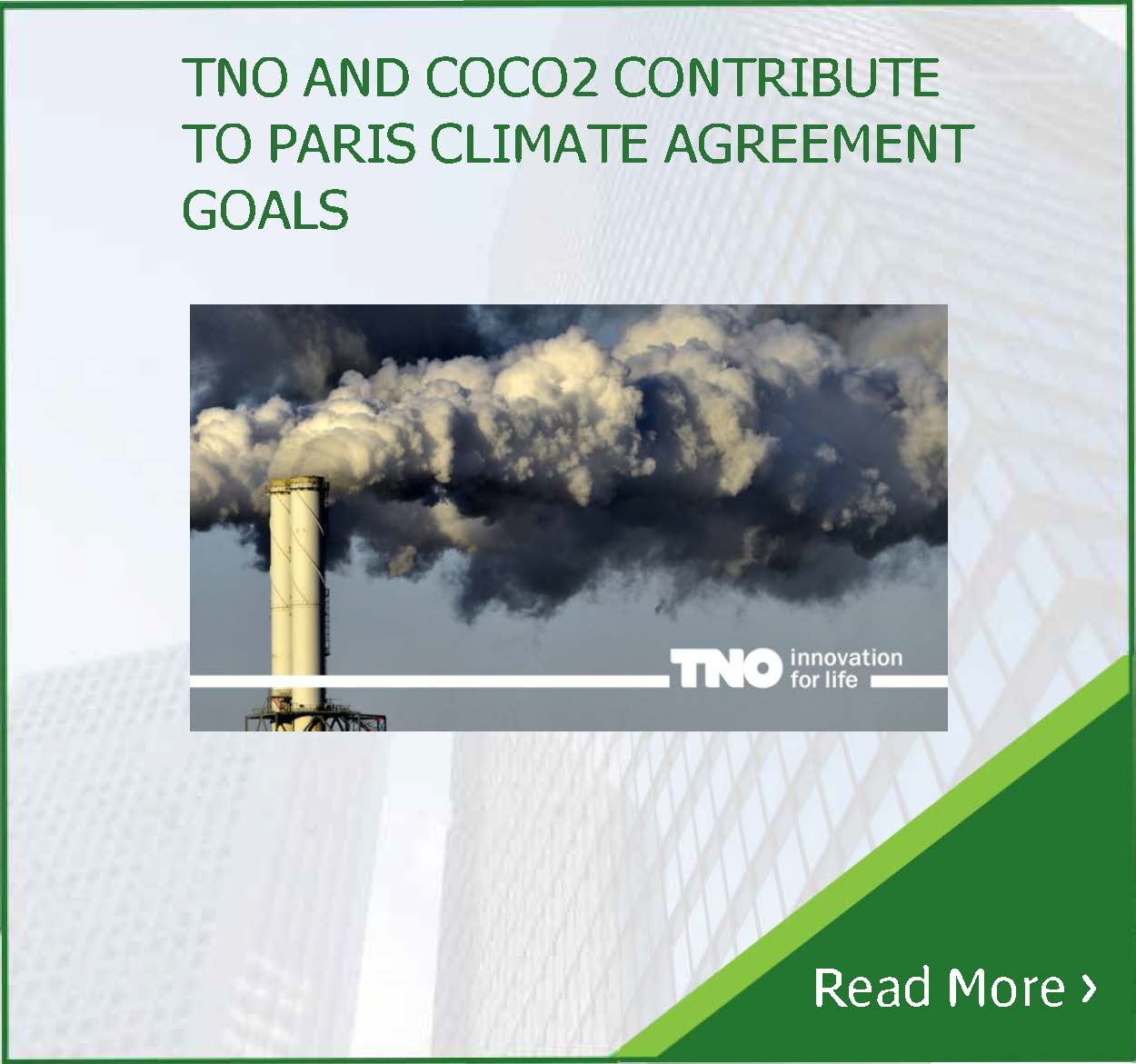 TNO AND COCO2 CONTRIBUTE TO PARIS CLIMATE AGREEMENT GOALS