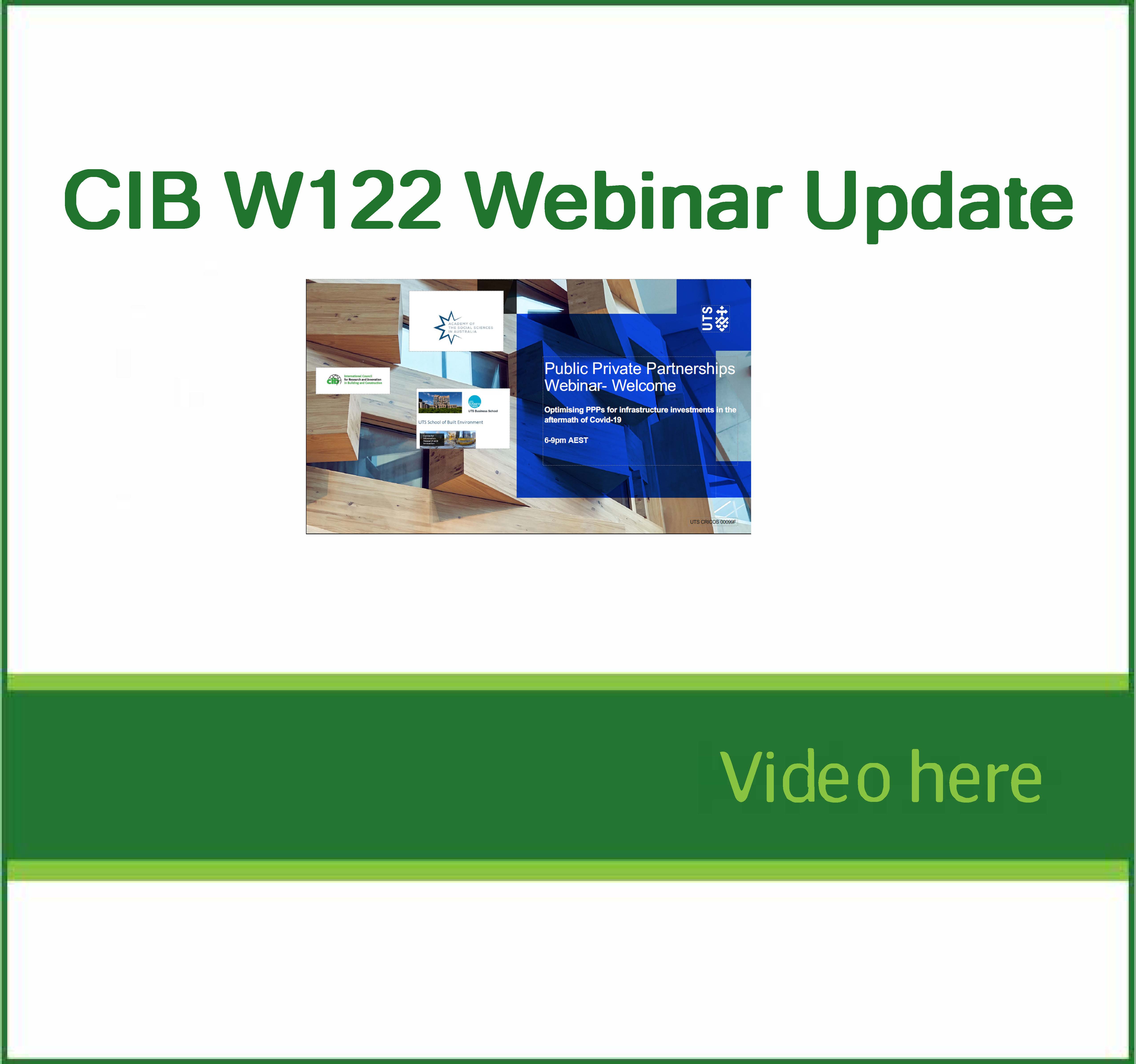 CIB W122 Public Private Partnerships Webinar Update