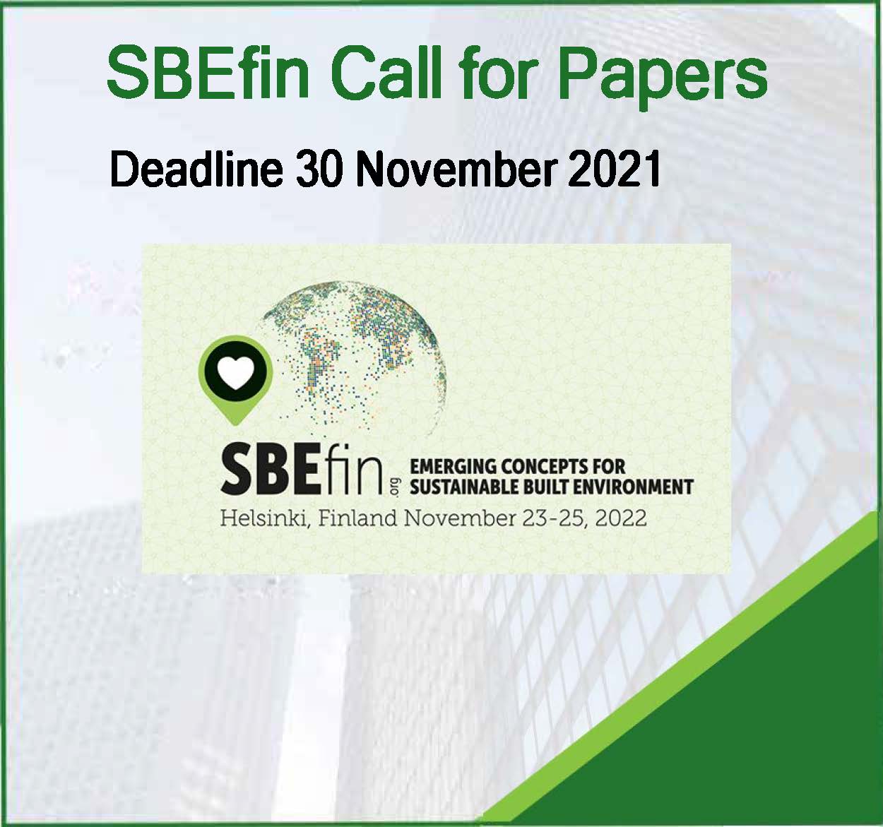 SBEfin 2022 Helsinki – Call for Papers 30 Nov!