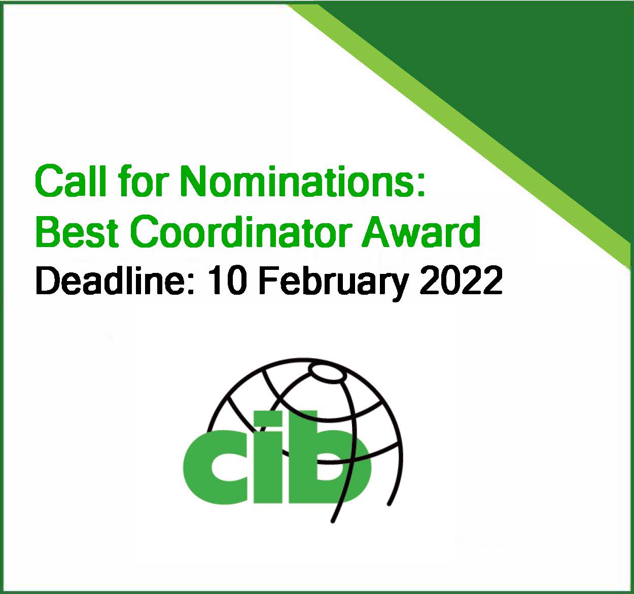 Extended Deadline: Call for Nominations, Dr Wim Bakens Best Coordinator Award