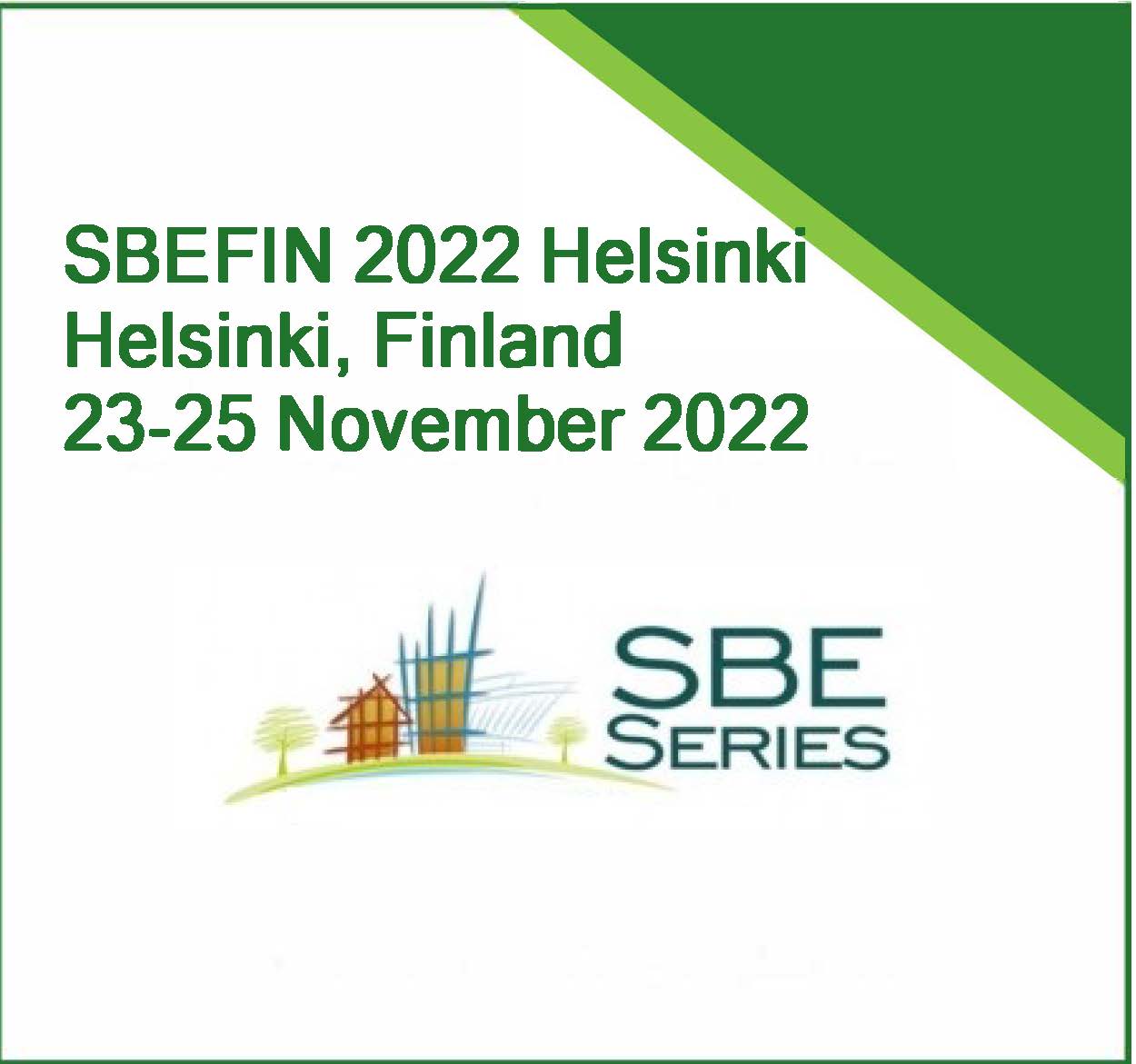 SBEFIN 2022 Helsinki Helsinki, Finland 23-25 November 2022