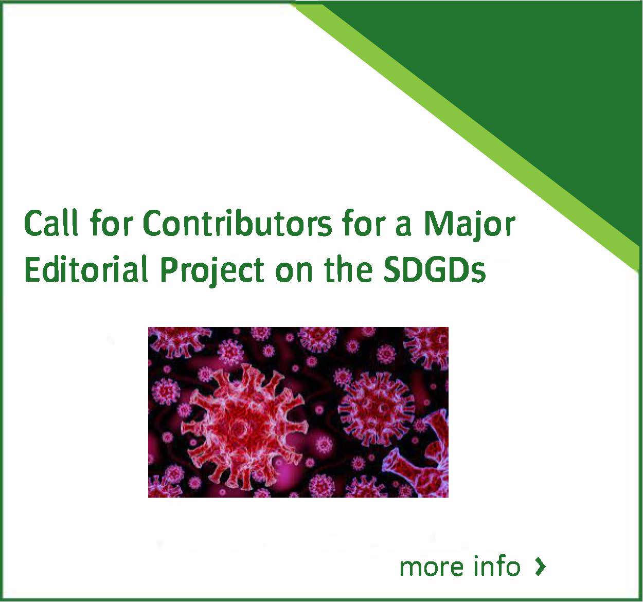 Final Call for Contributors for a Major Editorial Project on the SDGDs: Implementing the UN  Sustainable Development Goals- Regional Perspectives