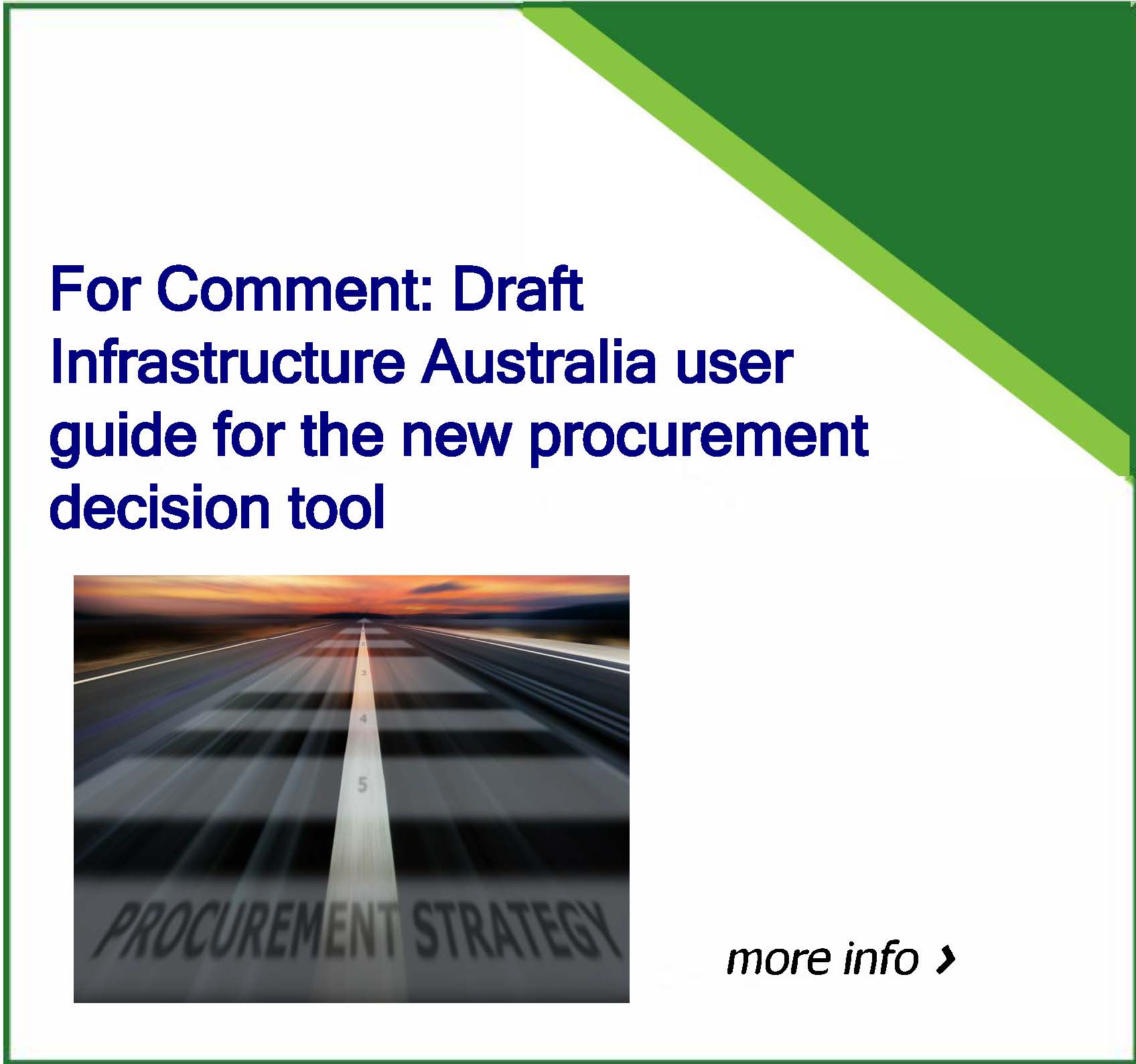 For Comment: Draft Infrastructure Australia user guide for the new procurement decision tool