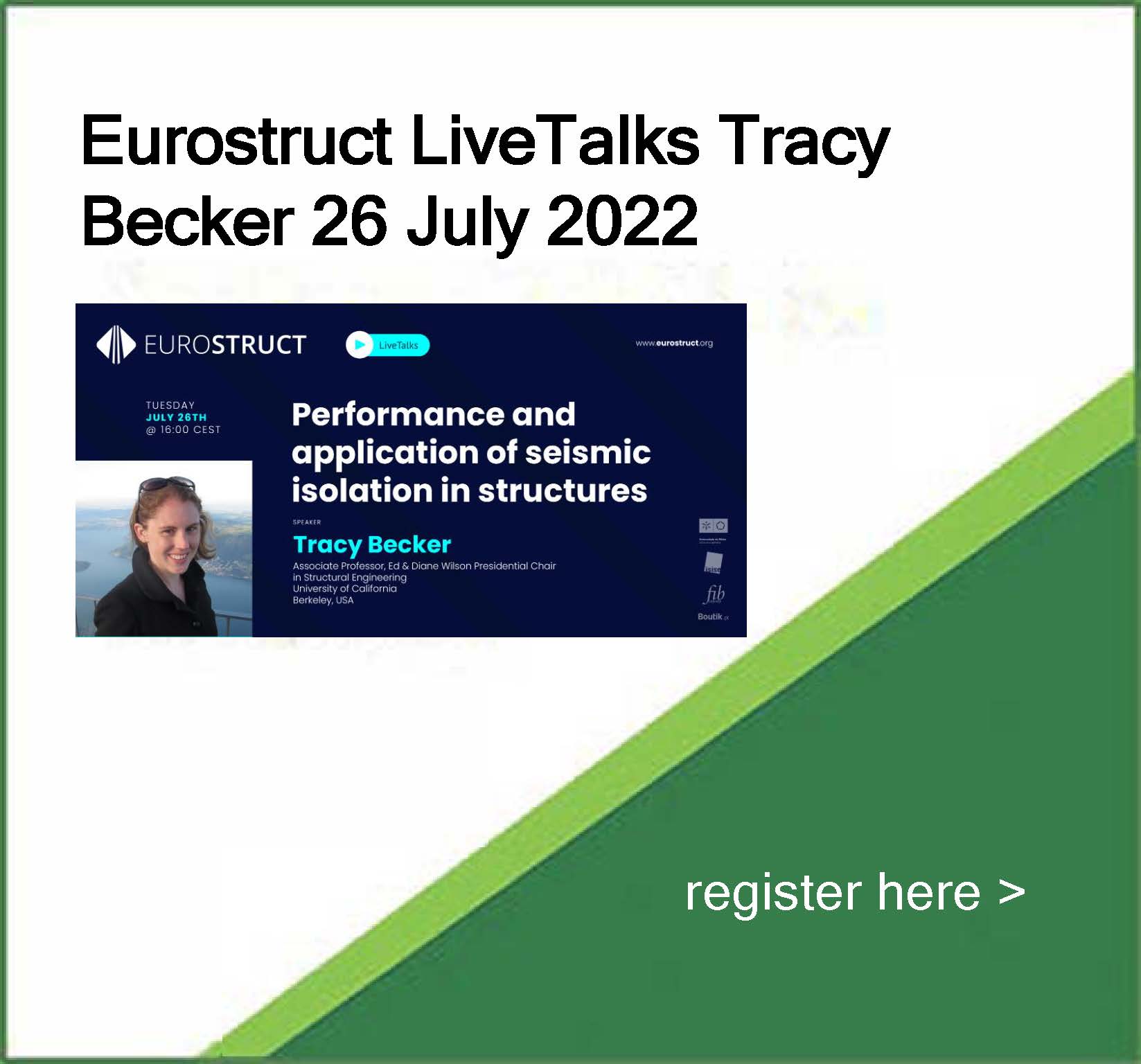 LiveTalk “Performance and application of seismic isolation in structures”  26th July 2022 at 16:00 CEST