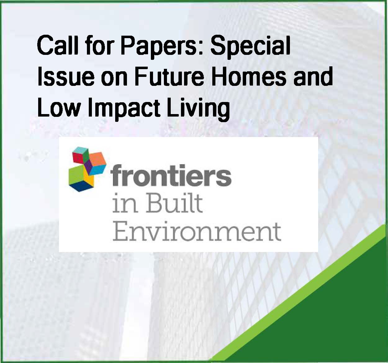Call for Papers: Special Issue on Future Homes and Low Impact Living