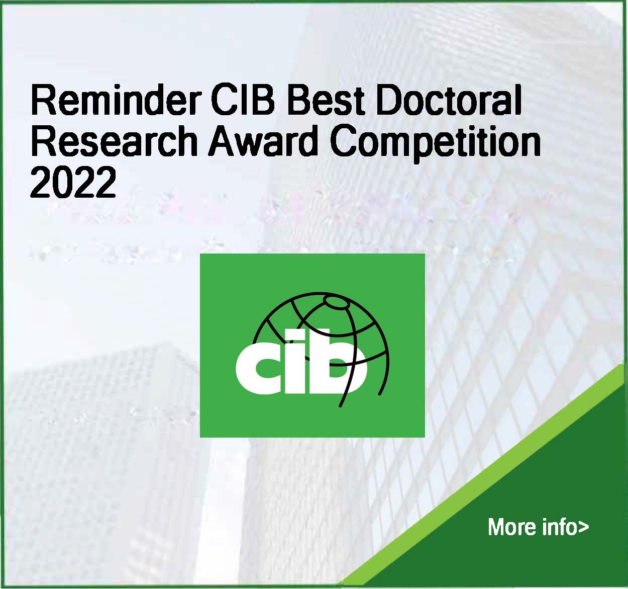 Reminder CIB Best Doctoral Research Award Competition 2022