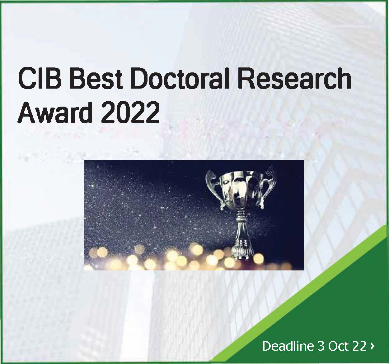 Research Award Reminder – Best Doctoral Research: 3 October Deadline!
