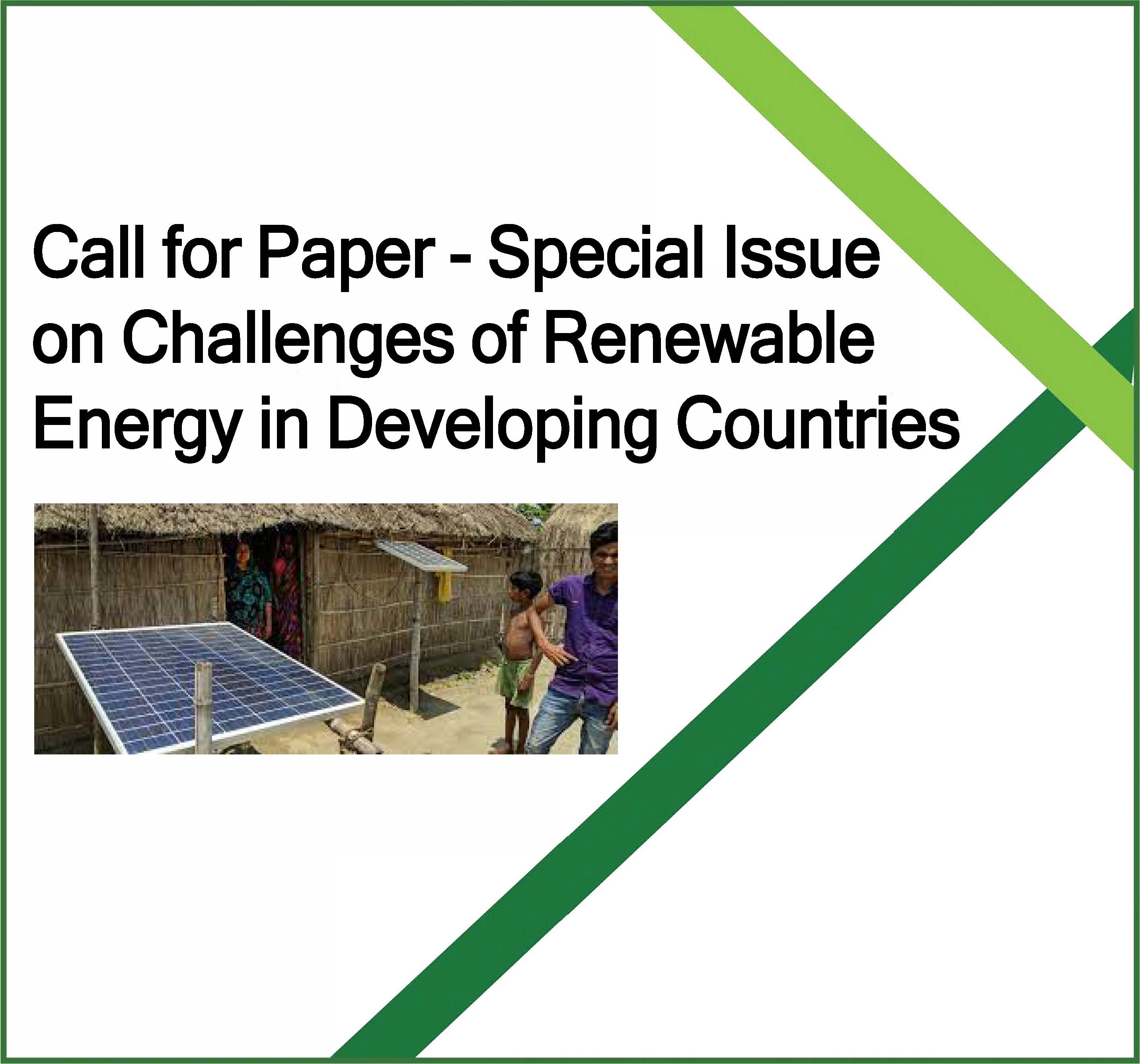 Call for Paper – Special Issue on Challenges of Renewable Energy in Developing Countries – Open Access Journal – energies