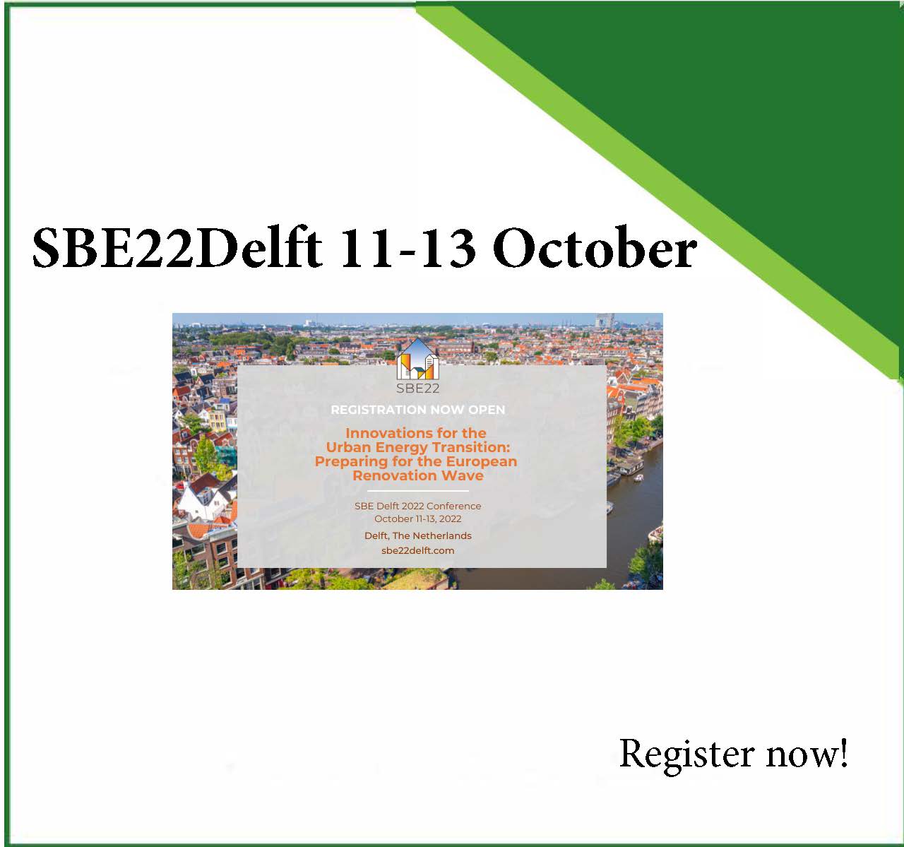 SBE 2022 11-13 October 2022 Delft, Netherlands