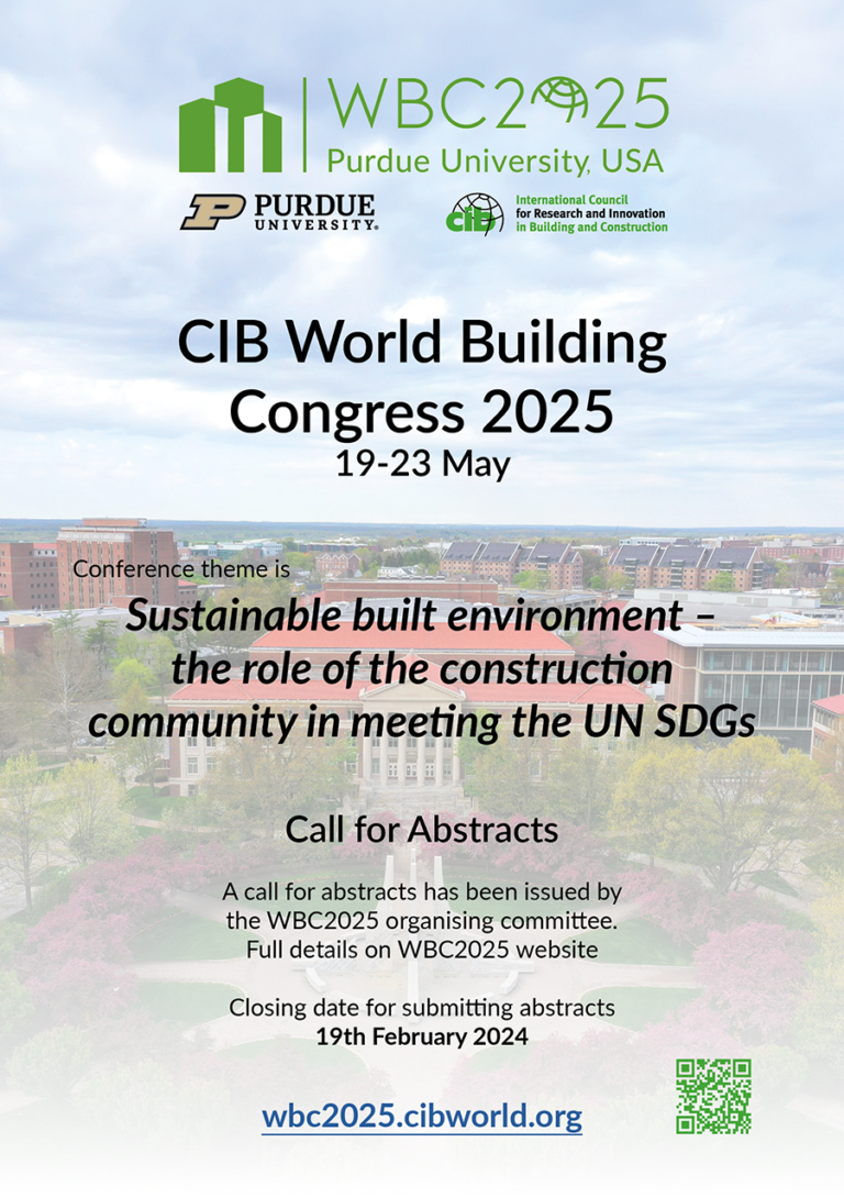 CIB World Building Congress 2025 call for abstracts deadline extended